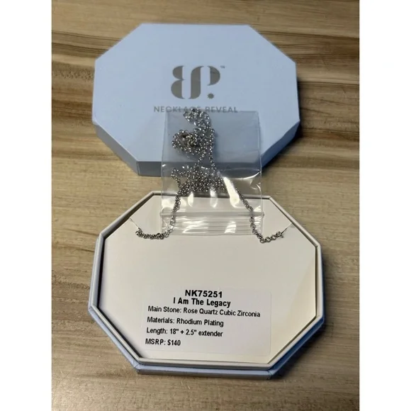 NWT Bomb Party Jewelry Rose Quartz Cubic Zirconia Pendant Necklace - Picture 8 of 10